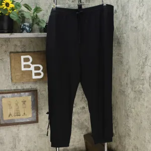 WVVY Women's Plus Size French Terry Side Tie Jogger Pants Black 3X