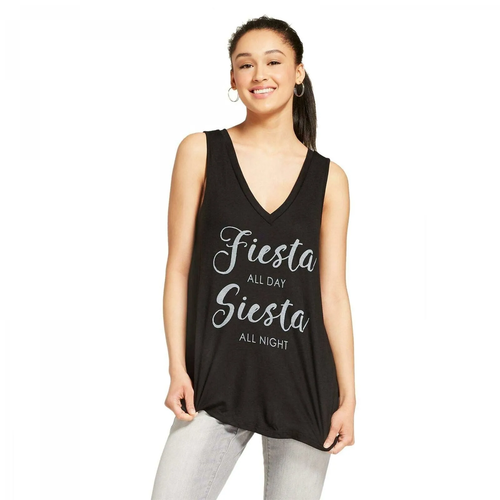 Zoe   Liv Women's Fiesta All Day Siesta All Night Graphic Tank Top